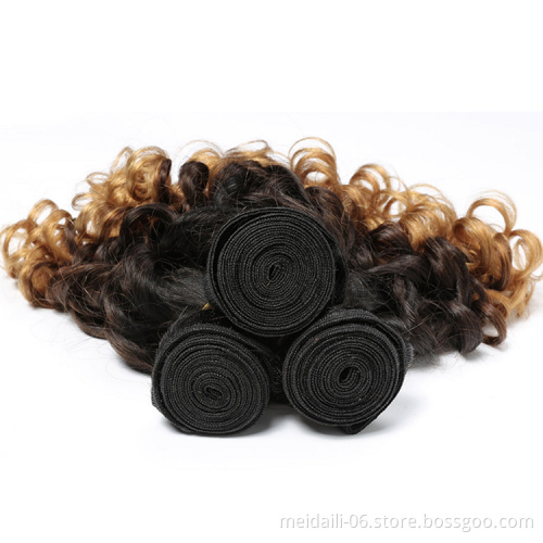High Quality 8a Grade 1B/4/27 Ombre Brazilian Virgin Hair Spiral Curl Human Hair Bundles